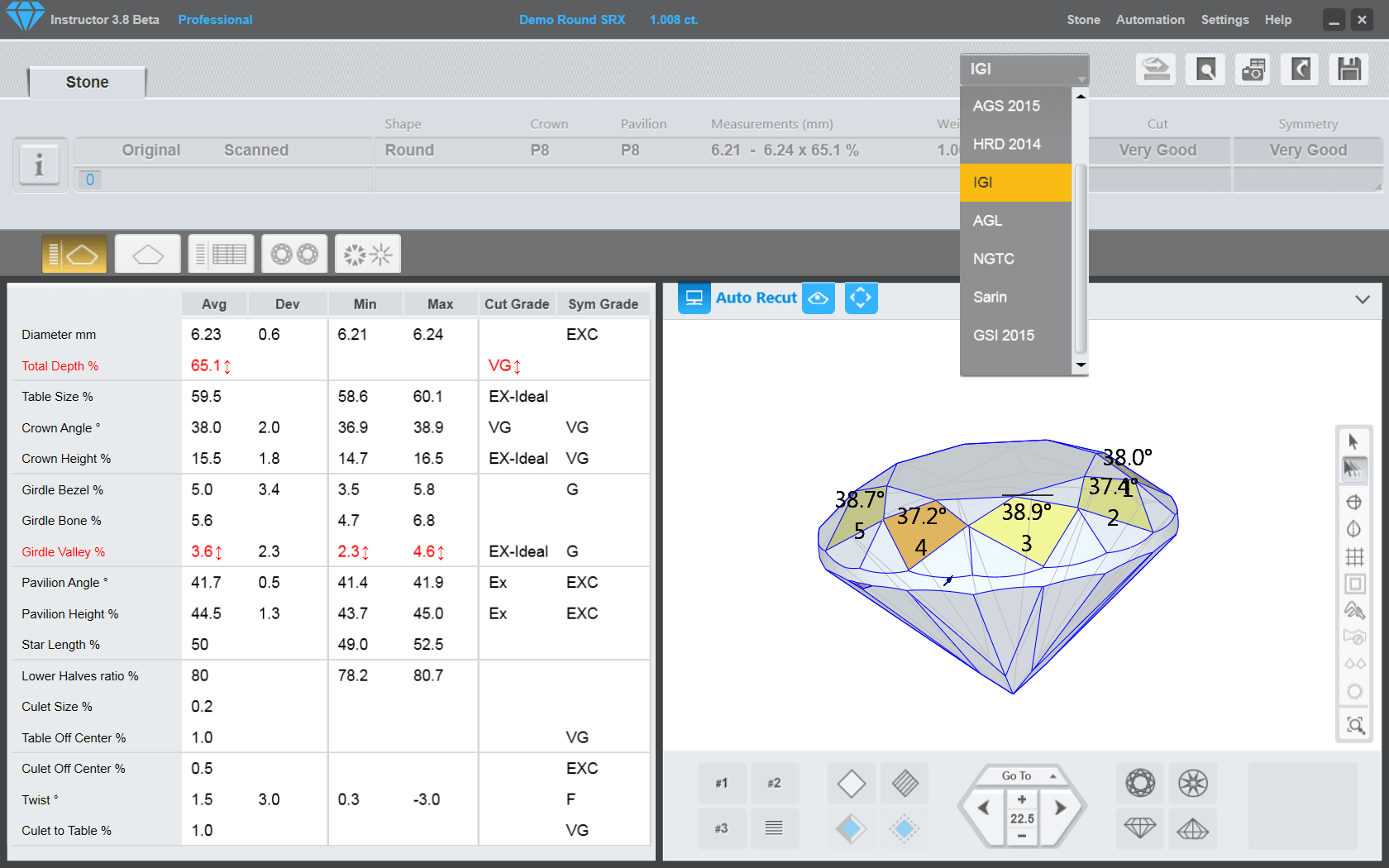 Fig 1. Gem labs parameters are integrated in Instructor software